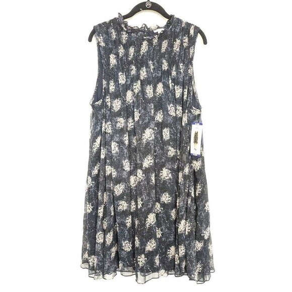 JOIE Dress Women Plus Size XXL Blue Baltic Print Sleeveless Chiffon Babydoll NWT - Picture 2 of 12